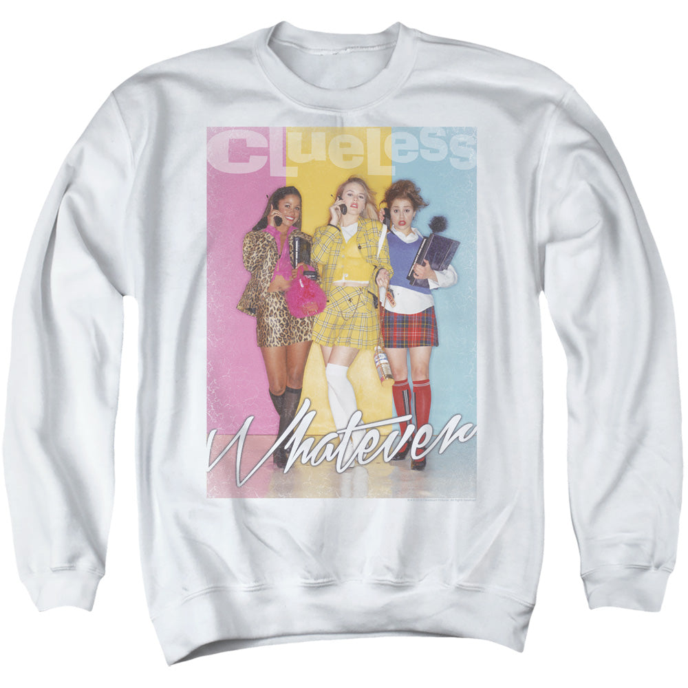 Clueless Whatever Mens Crewneck Sweatshirt White Officially Licensed