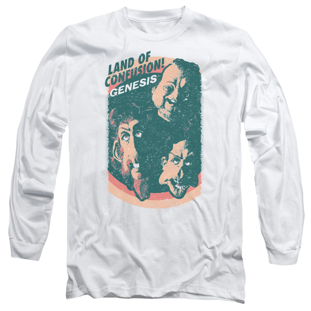 Genesis Land Of Confusion Mens Long Sleeve Shirt White Officially Licensed