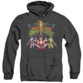 Power Rangers Rangers Unite Heather Mens Hoodie Black Officially Licensed