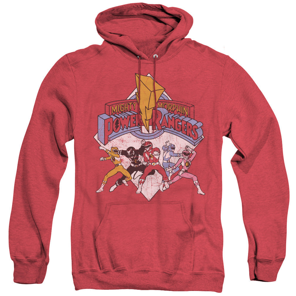 Power Rangers Retro Rangers Heather Mens Hoodie Red Officially Licensed