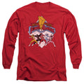 Power Rangers Retro Rangers Mens Long Sleeve Shirt Red Officially Licensed