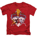 Power Rangers Retro Rangers Juvenile Kids Youth T Shirt Red Officially Licensed