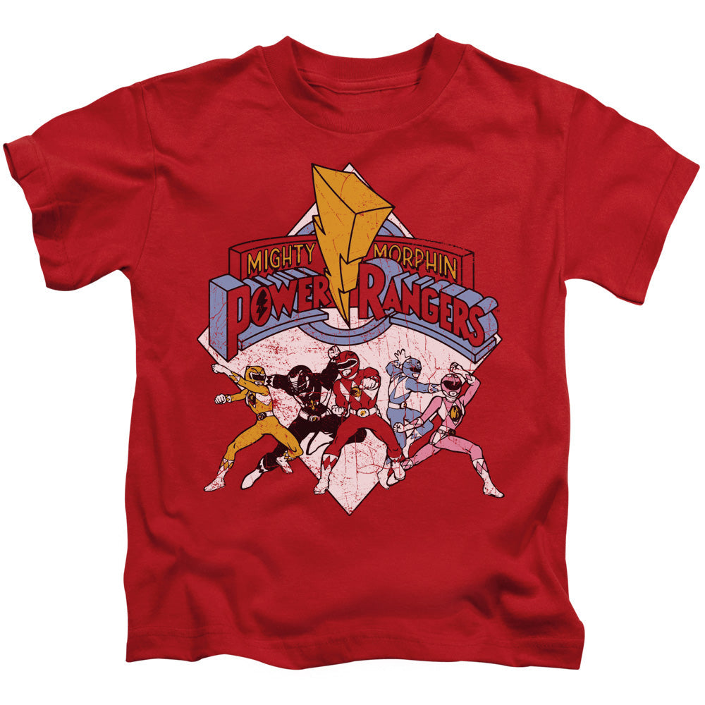 Power Rangers Retro Rangers Juvenile Kids Youth T Shirt Red Officially Licensed