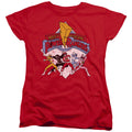 Power Rangers Retro Rangers Womens T Shirt Red Officially Licensed