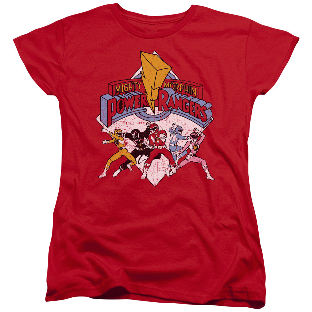 Power Rangers Retro Rangers Womens T Shirt Red Officially Licensed