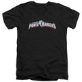 Power Rangers New Logo Mens Slim Fit V-Neck T Shirt Black Officially Licensed