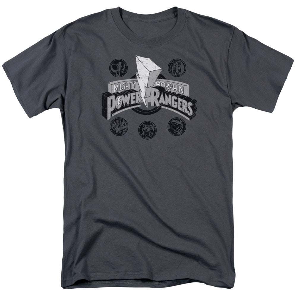 Power Rangers Power Coins Mens T Shirt Charcoal Officially Licensed