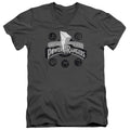 Power Rangers Power Coins Mens Slim Fit V-Neck T Shirt Charcoal Officially Licensed