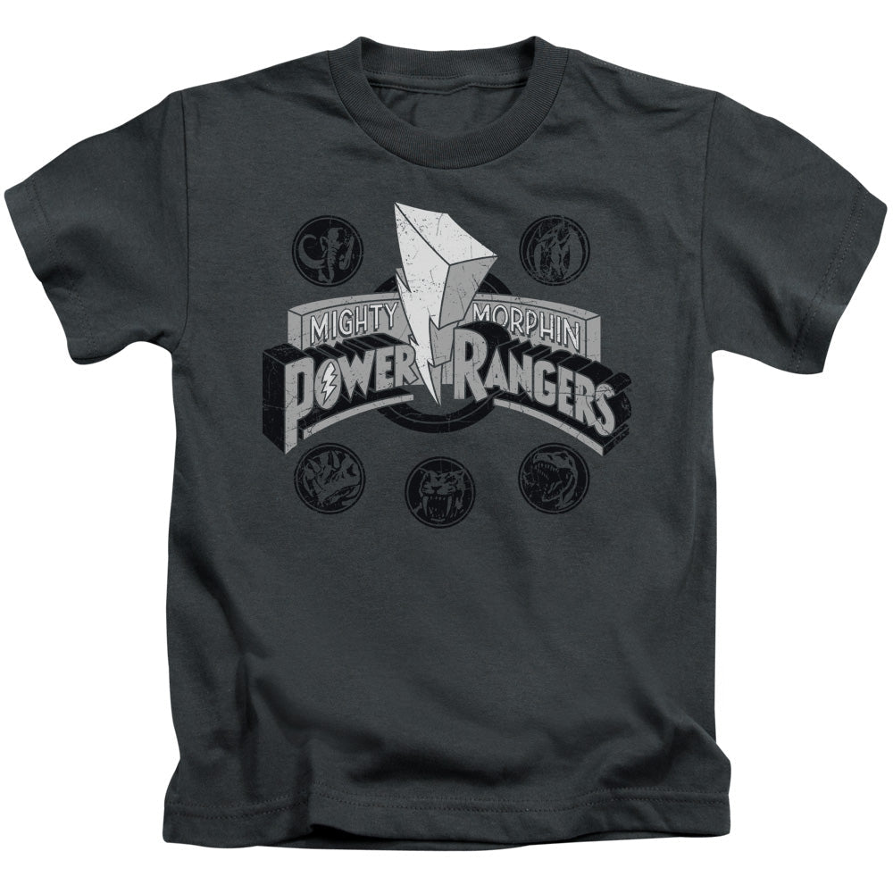 Power Rangers Power Coins Juvenile Kids Youth T Shirt Charcoal Officially Licensed