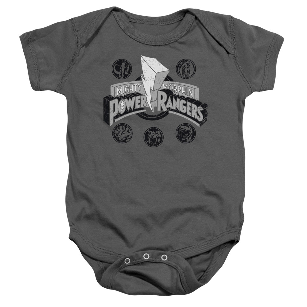 Power Rangers Power Coins Infant Baby Snapsuit Charcoal Officially Licensed
