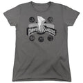 Power Rangers Power Coins Womens T Shirt Charcoal Officially Licensed