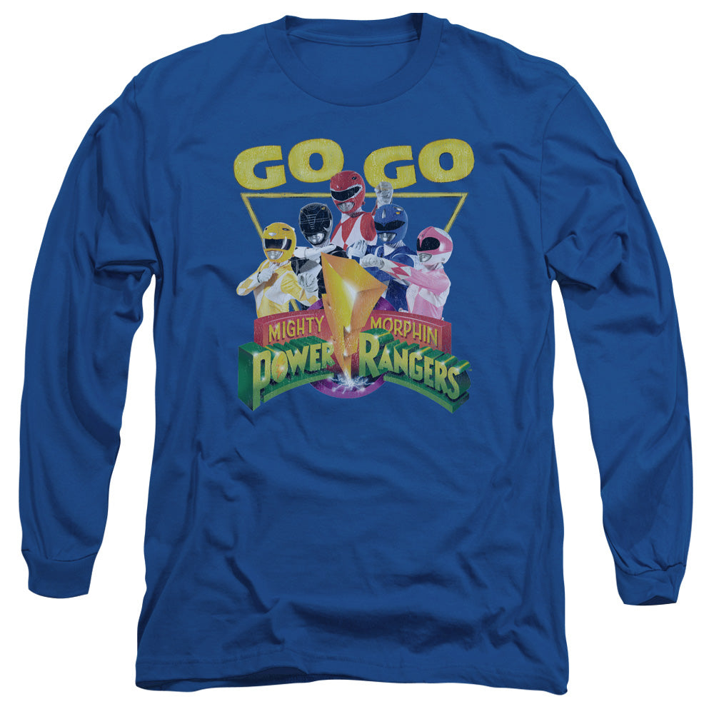 Power Rangers Go Go Mens Long Sleeve Shirt Royal Blue Officially Licensed