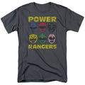 Power Rangers Ranger Heads Mens T Shirt Charcoal Officially Licensed