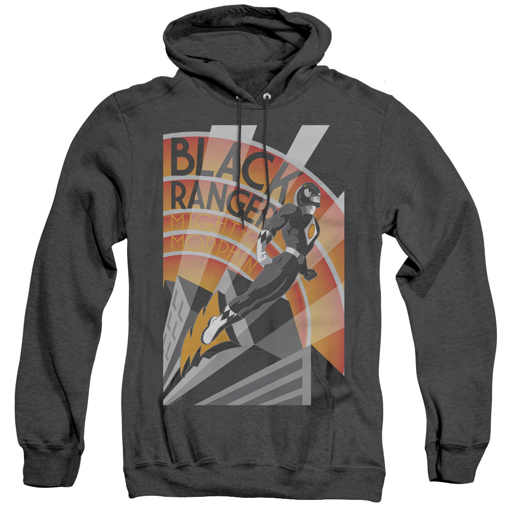 Power Rangers Black Ranger Deco Heather Mens Hoodie Black Officially Licensed