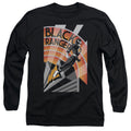 Power Rangers Black Ranger Deco Mens Long Sleeve Shirt Black Officially Licensed
