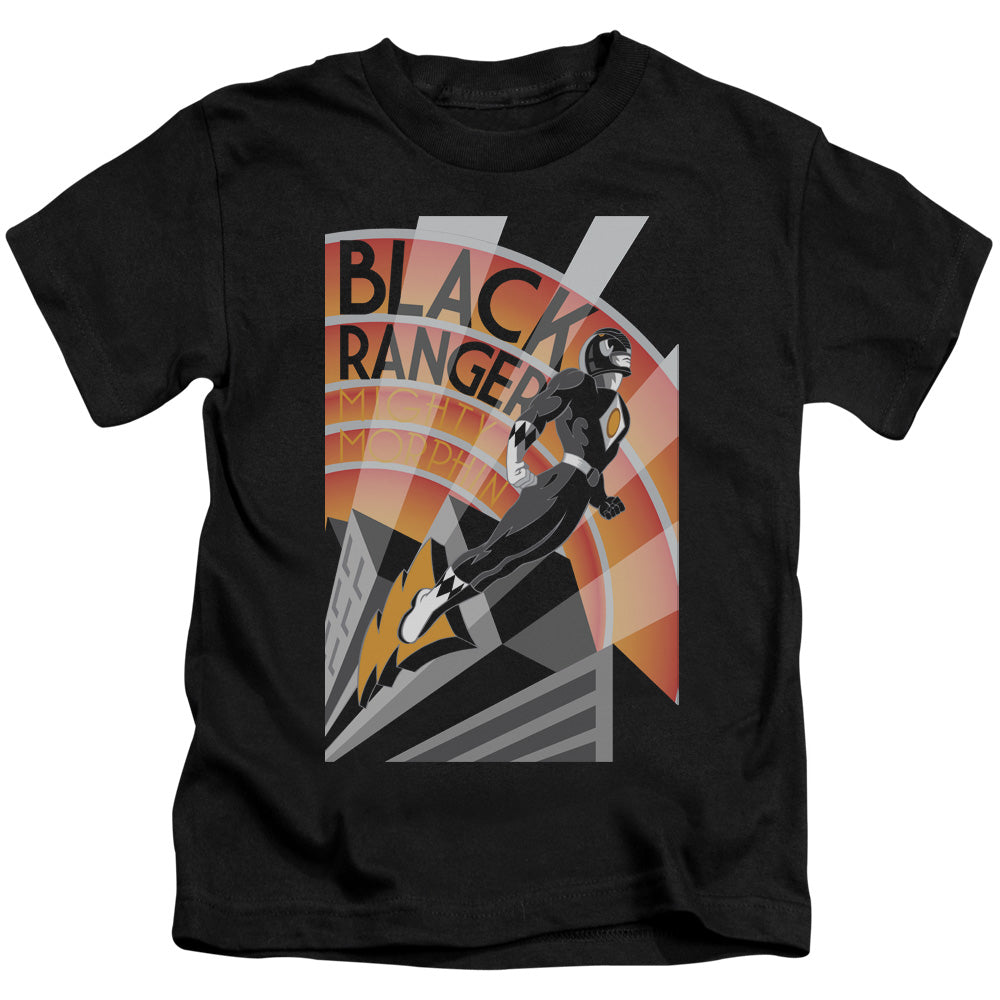 Power Rangers Black Ranger Deco Juvenile Kids Youth T Shirt Black Officially Licensed
