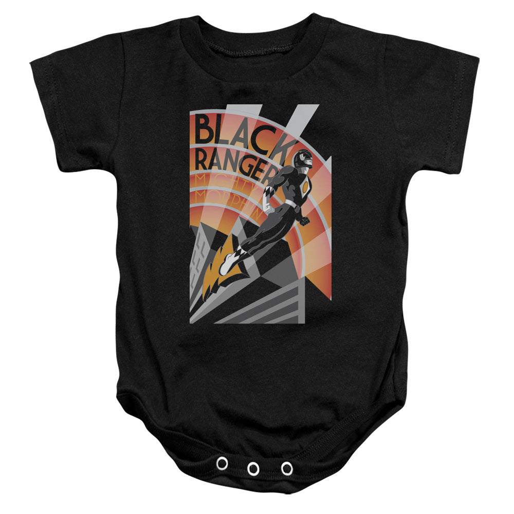 Power Rangers Black Ranger Deco Infant Baby Snapsuit Black Officially Licensed