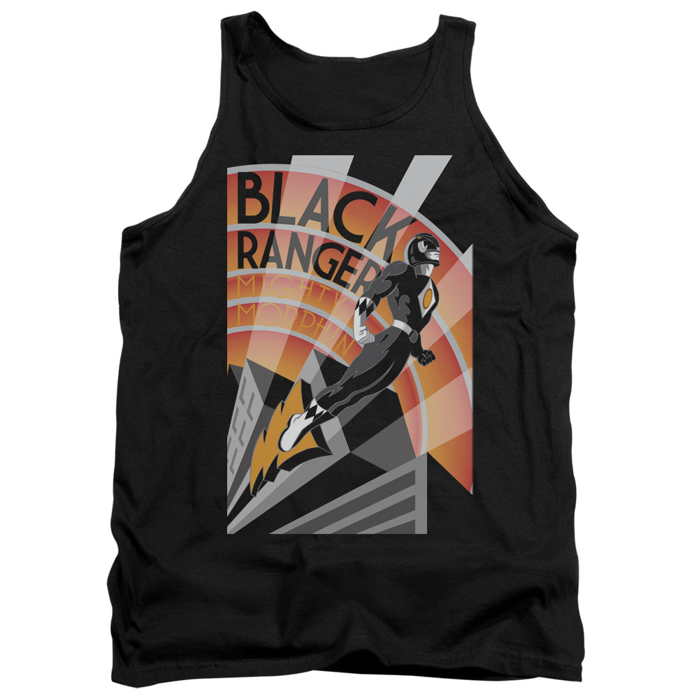 Power Rangers Black Ranger Deco Mens Tank Top Shirt Black Officially Licensed