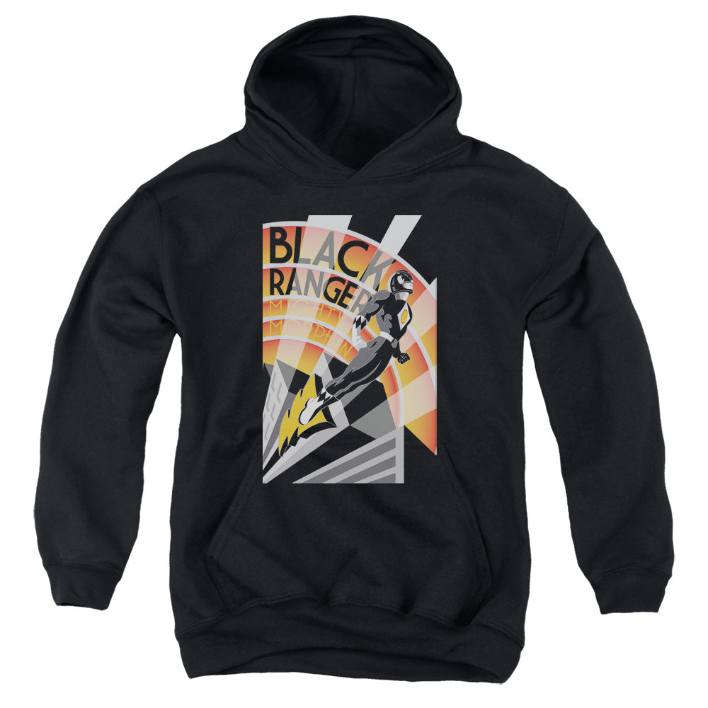 Power Rangers Black Ranger Deco Kids Youth Hoodie Black Officially Licensed