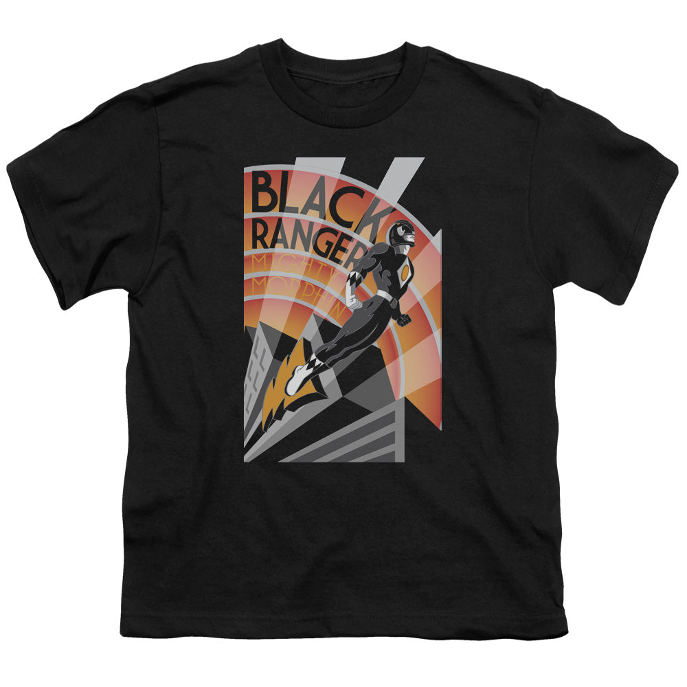 Power Rangers Black Ranger Deco Kids Youth T Shirt Black Officially Licensed