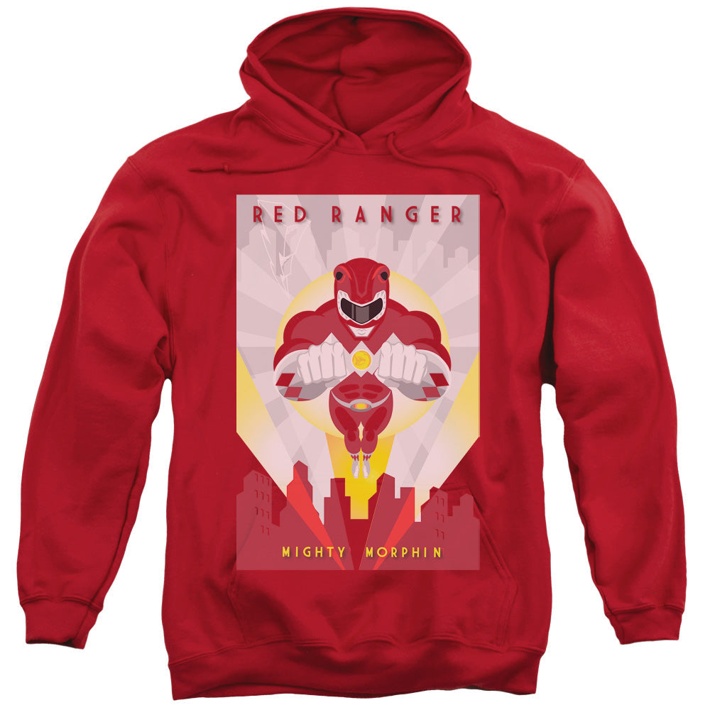 Power Rangers Red Deco Mens Hoodie Red Officially Licensed