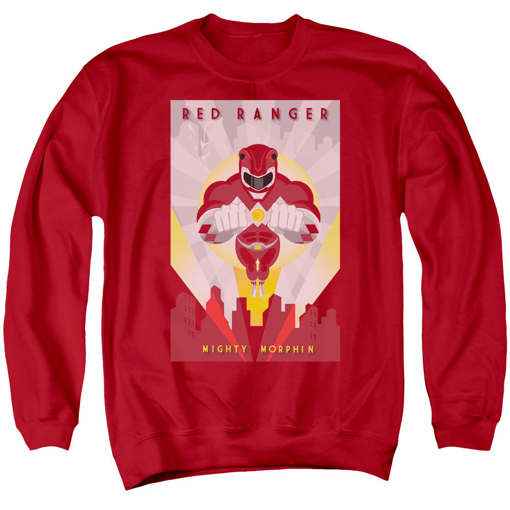 Power Rangers Red Deco Mens Crewneck Sweatshirt Red Officially Licensed