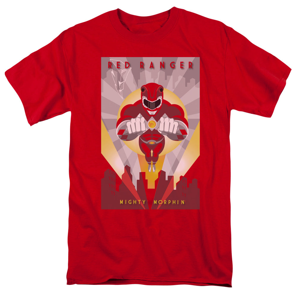 Power Rangers Red Deco Mens T Shirt Red Officially Licensed