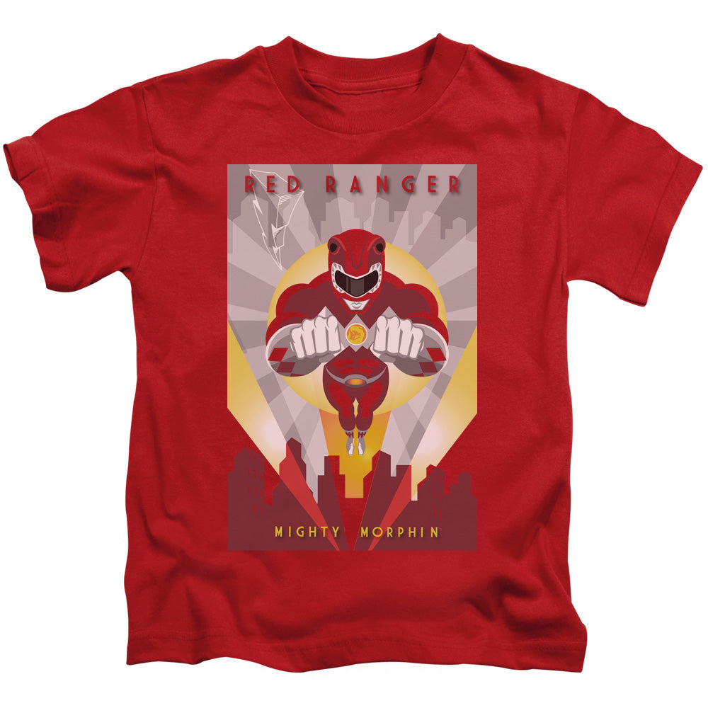 Power Rangers Red Deco Juvenile Kids Youth T Shirt Red Officially Licensed