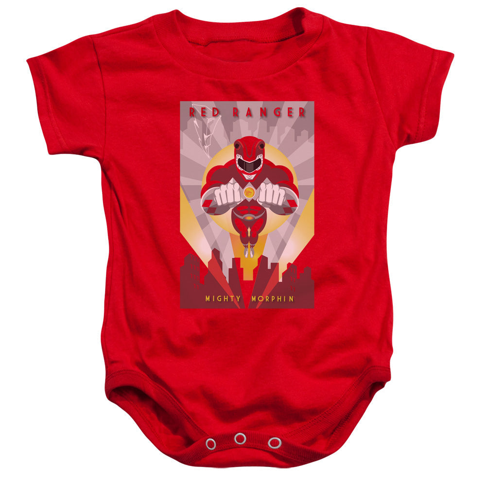 Power Rangers Red Deco Infant Baby Snapsuit Red Officially Licensed