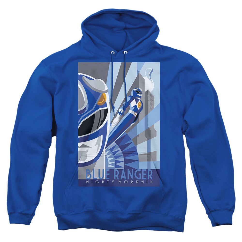 Power Rangers Blue Ranger Deco Mens Hoodie Royal Blue Officially Licensed