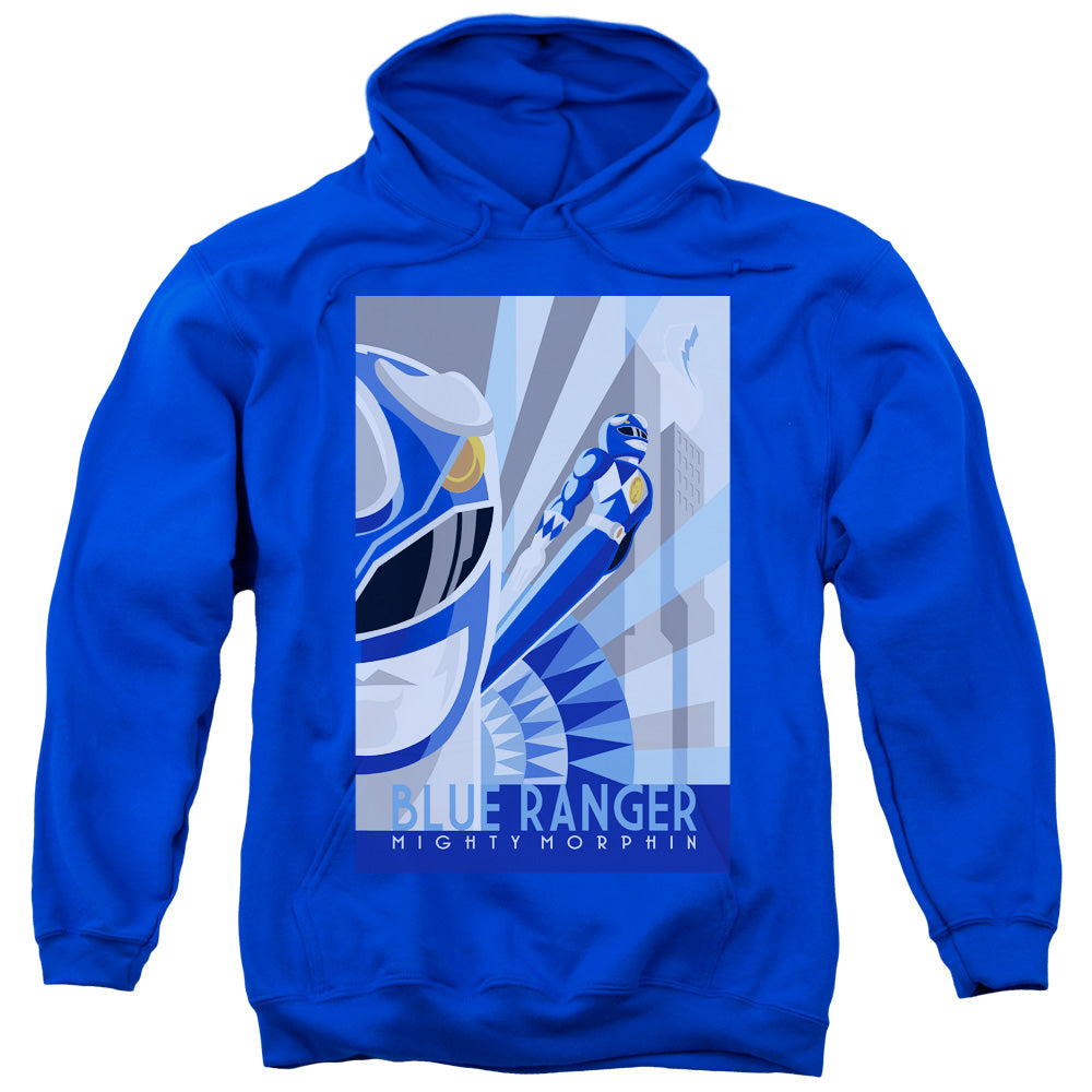 Power Rangers Blue Ranger Deco Mens Hoodie Royal Blue Officially Licensed
