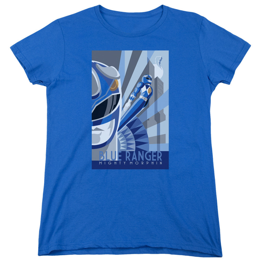 Power Rangers Blue Ranger Deco Womens T Shirt Royal Blue Officially Licensed