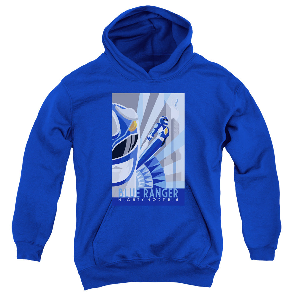Power Rangers Blue Ranger Deco Kids Youth Hoodie Royal Blue Officially Licensed