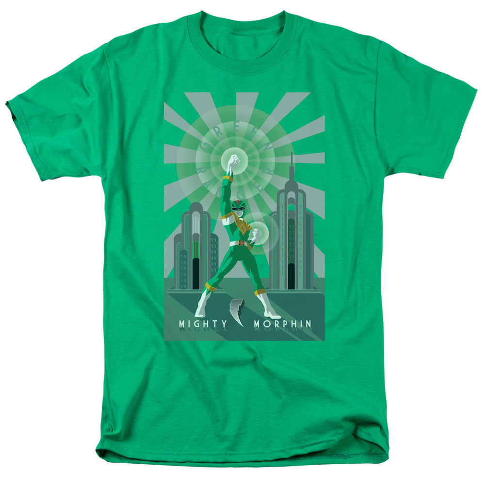 Power Rangers Green Ranger Deco Mens T Shirt Kelly Green Officially Licensed