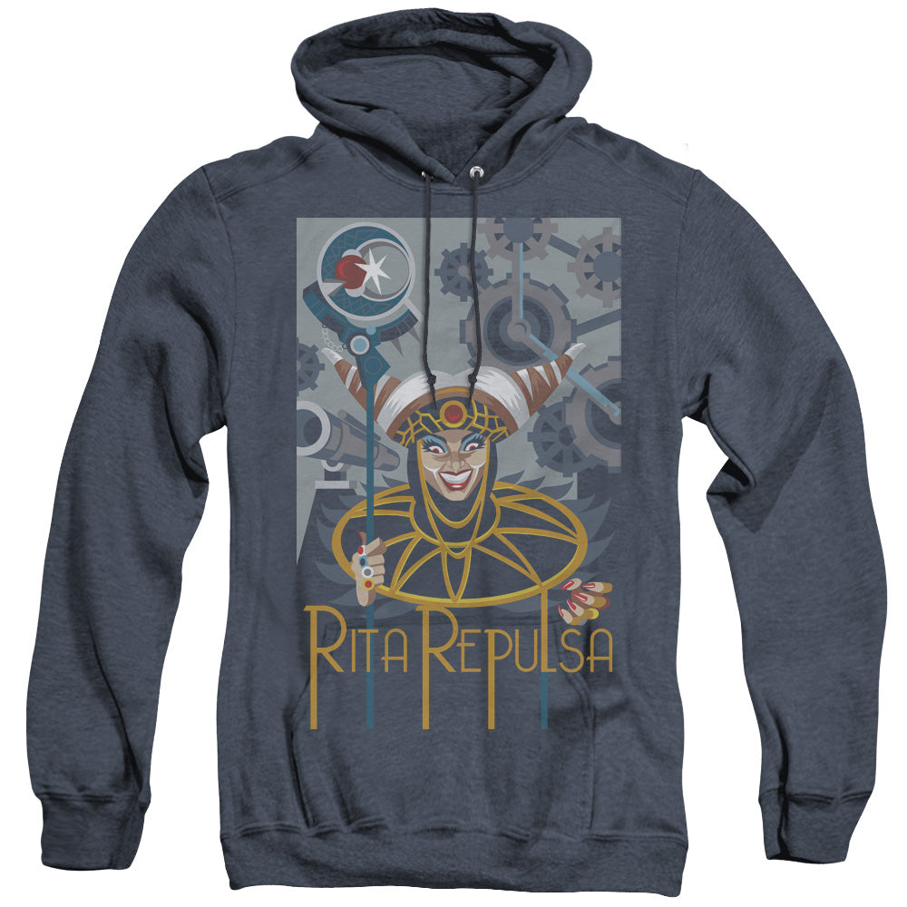 Power Rangers Rita Deco Heather Mens Hoodie Navy Blue Officially Licensed