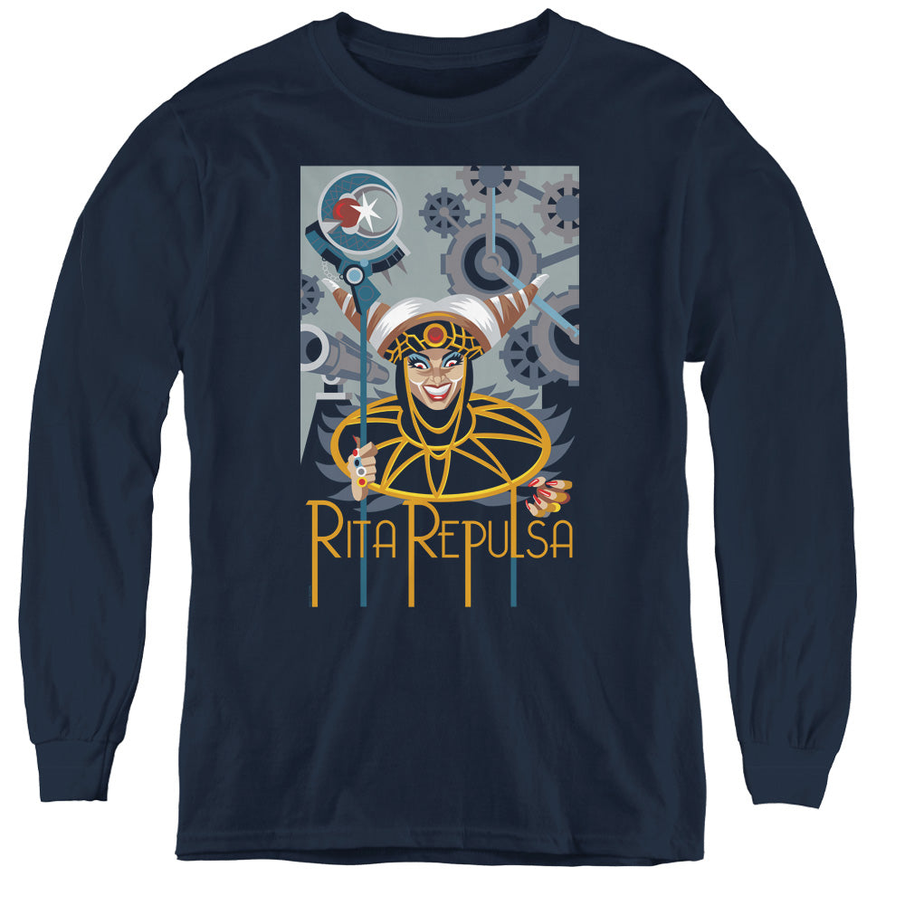 Power Rangers Rita Deco Long Sleeve Kids Youth T Shirt Navy Blue Officially Licensed