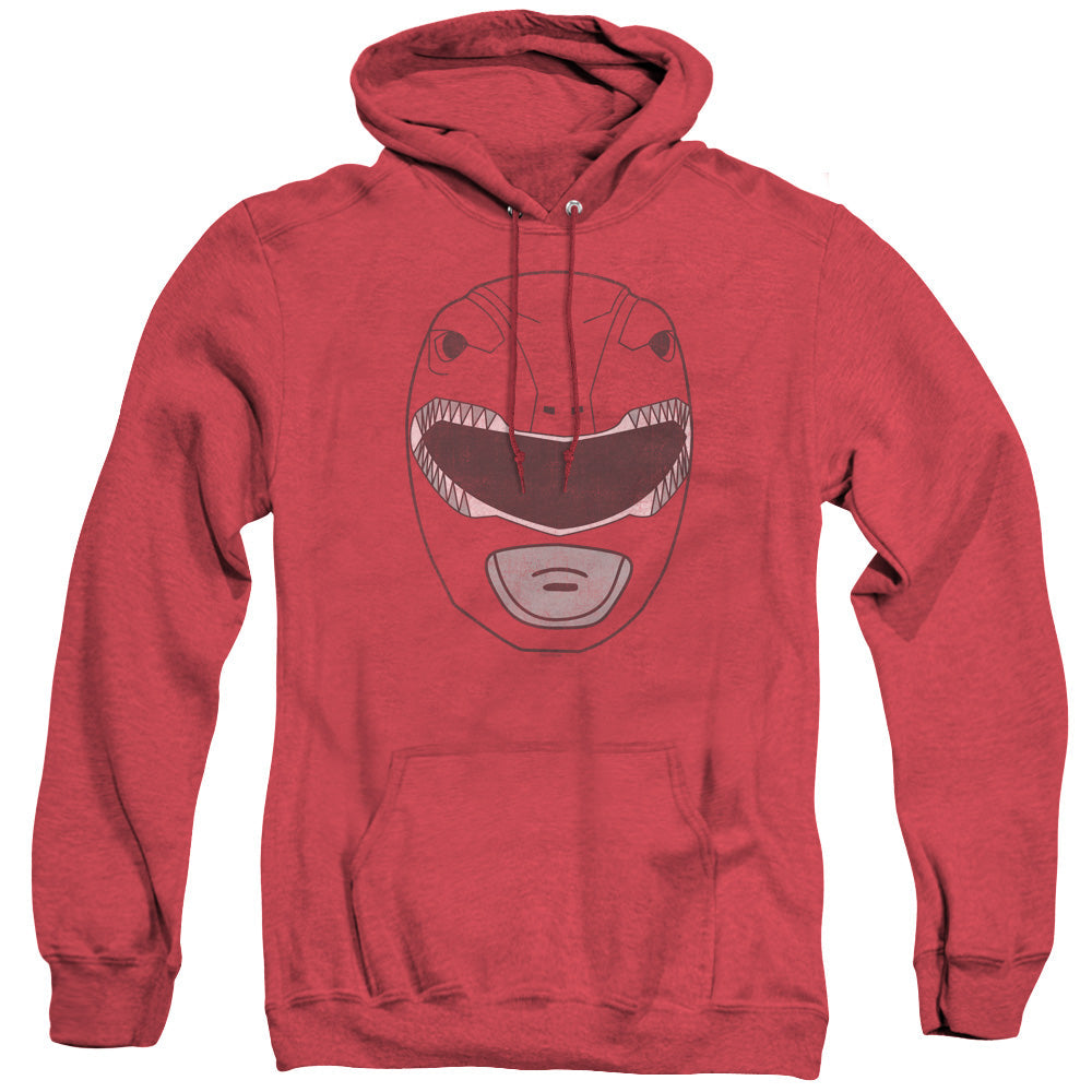 Power Rangers Red Ranger Mask Heather Mens Hoodie Red Officially Licensed