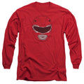 Power Rangers Red Ranger Mask Mens Long Sleeve Shirt Red Officially Licensed
