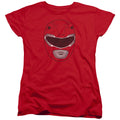 Power Rangers Red Ranger Mask Womens T Shirt Red Officially Licensed