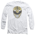 Power Rangers White Ranger Mask Mens Long Sleeve Shirt White Officially Licensed