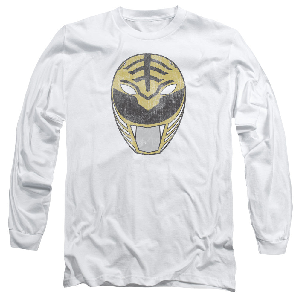 Power Rangers White Ranger Mask Mens Long Sleeve Shirt White Officially Licensed