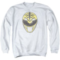 Power Rangers White Ranger Mask Mens Crewneck Sweatshirt White Officially Licensed