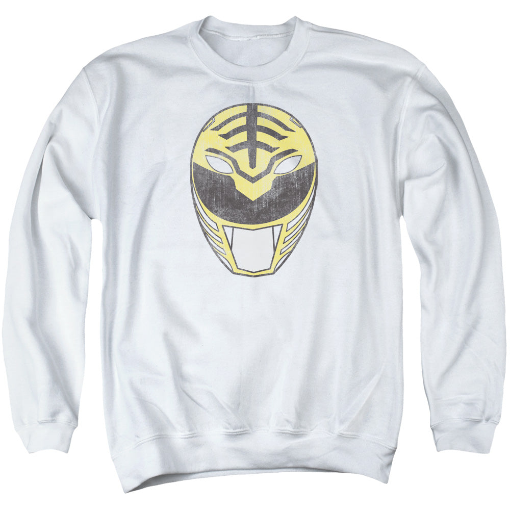 Power Rangers White Ranger Mask Mens Crewneck Sweatshirt White Officially Licensed