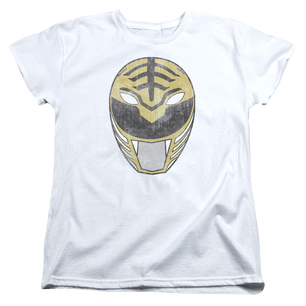 Power Rangers White Ranger Mask Womens T Shirt White Officially Licensed