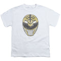 Power Rangers White Ranger Mask Kids Youth T Shirt White Officially Licensed