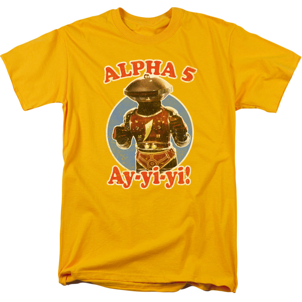 Power Rangers Alpha 5 Mens T Shirt Gold Officially Licensed
