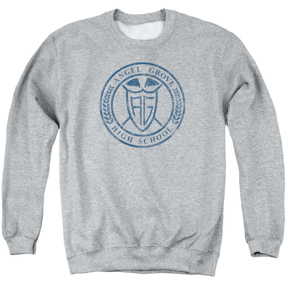 Power Rangers Angel Grove Hs Mens Crewneck Sweatshirt Athletic Heather Officially Licensed