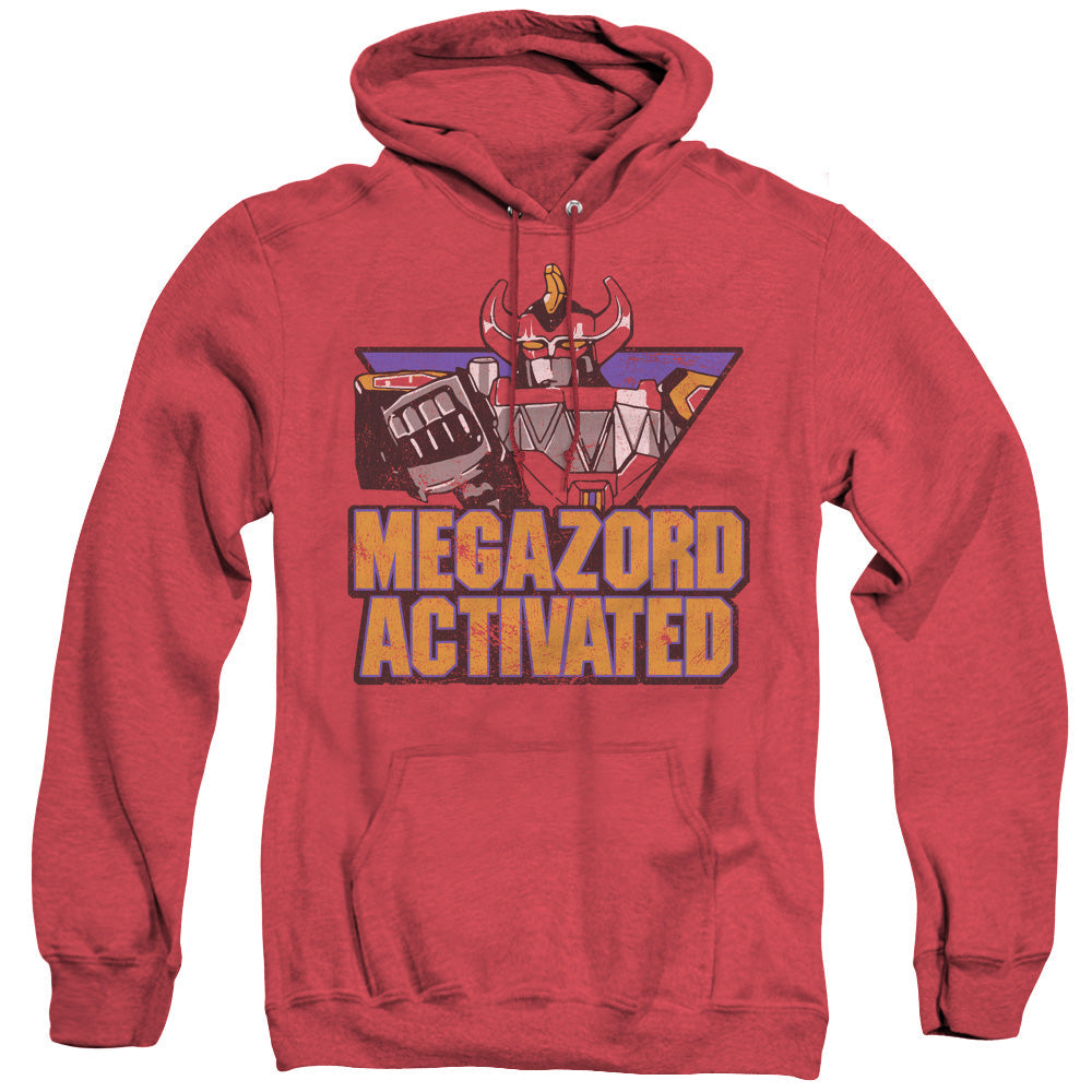 Power Rangers Megazord Activated Heather Mens Hoodie Red Officially Licensed