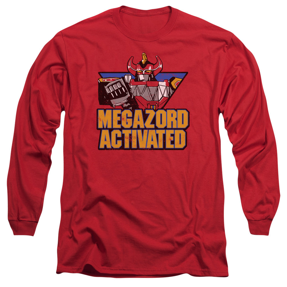 Power Rangers Megazord Activated Mens Long Sleeve Shirt Red Officially Licensed