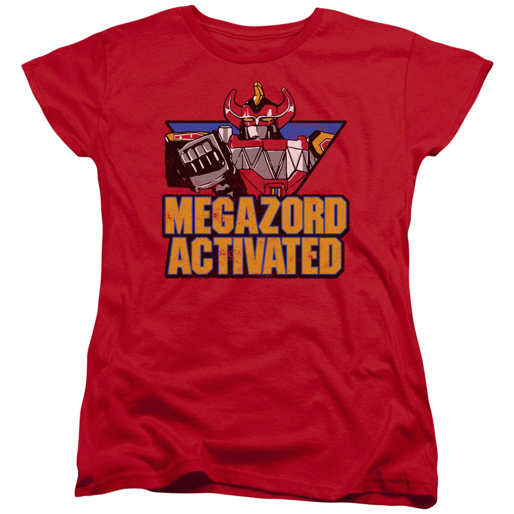 Power Rangers Megazord Activated Womens T Shirt Red Officially Licensed